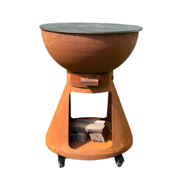 Barbecue a Legna e a Carbone Ø64xH91 cm in Acciaio Corten con Accessori Yucatán Marrone acquista