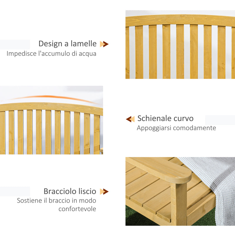 Panchina da Giardino 2 Posti con Seduta e Schienale a Doghe 143x51x85 cm in Legno di Abete -6