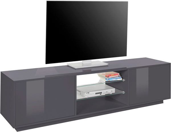 Mobile TV 2 Ante 180x41,4x46 cm Bloom Grigio Antracite Laccato Lucido Seconda Scelta sconto