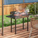 Barbecue a Carbone a 3 Livelli con Mensole Pieghevoli e Girarrosto 118x32x90 cm in Acciaio Inox Nero-2