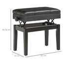 Sgabello per Pianoforte Altezza Regolabile 46-56 cm con Vano Contenitore Nero  -3