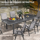 Tavolo Allungabile da Esterno per 8-10 Persone 180/240x99x74 cm in Acciaio e Alluminio Grigio Scuro-4