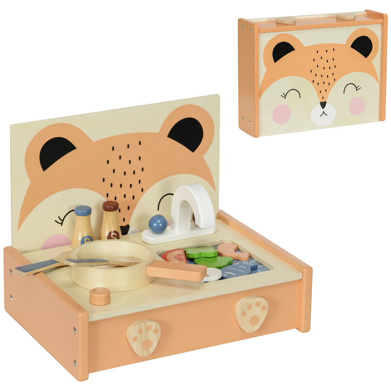 Cucina Giocattolo per Bambini Fornello e 12 Accessori in Legno   -1