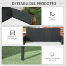 Divano da Giardino a 2 Posti con Cuscino e Braccioli 100x54x80cm in Rattan PE e Acciaio Nero-6