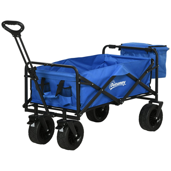 sconto Carrello da Giardino 110L con Maniglia Telescopica e Borsa Termica  in Acciaio e Tessuto Blu