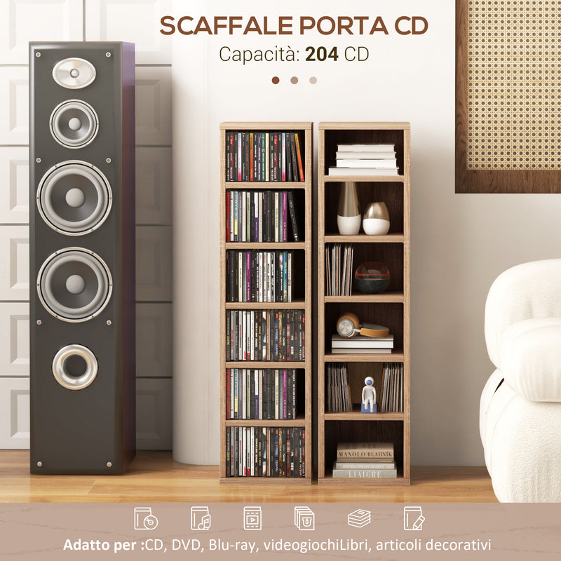 Set 2 Pezzi Mobile Libreria Porta CD 21x22.5x88,5 cm Colore Legno   -4