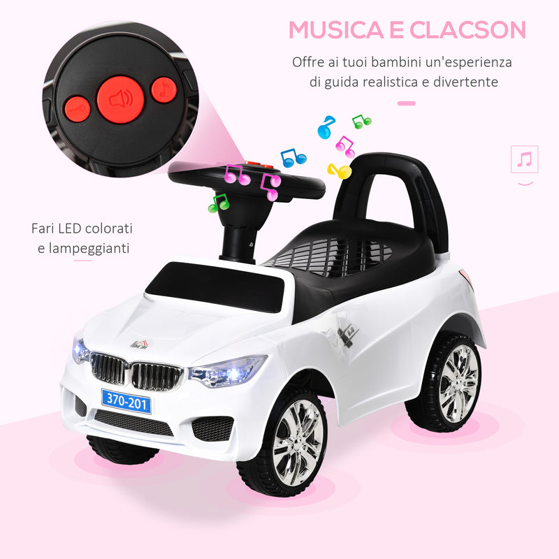 Auto Macchina Cavalcabile per Bambini Clacson e Musica Bianca  -4