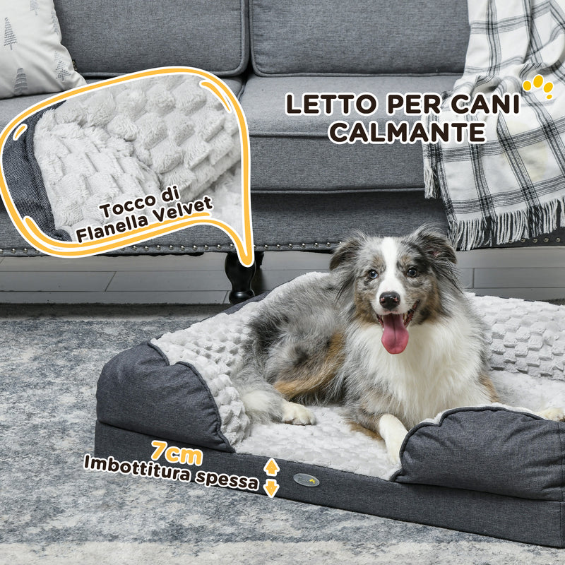 Cuccia Imbottita per Cani Taglia Media con Cuscino Rimovibile Lavabile 90x69x21cm Grigio Carbone -6