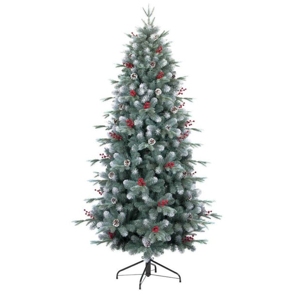 online Albero di Natale artificiale in PVC con punte Innevate, bacche e decori argentati