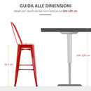 Set 2 Sgabelli da Bar Stile Industriale Schienale Rimovibile 44x49x116 cm in Metallo Rosso-7