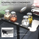 Barbecue a Carbone a 3 Livelli con Mensole Pieghevoli e Girarrosto 118x32x90 cm in Acciaio Inox Nero-6