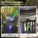 Set 2 Lampade Antizanzare da Esterno 2 in 1 con Luce LED e UV Ø18x45 cm a Ricarica Solare e USB Nero-5