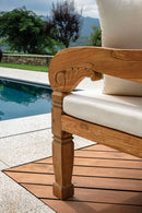 Panchina da Giardino 210x112x103 cm Bali in Teak con Cuscini e Pollow  Ecrù-4