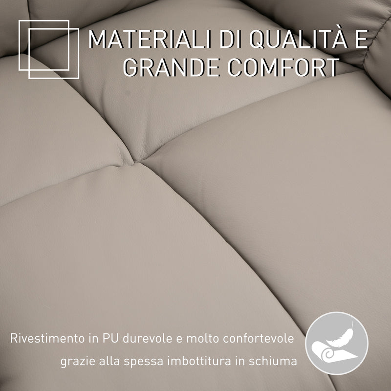 Poltrona Relax con 8 Punti Massaggio e Reclinazione a 165° 94x99x99 cm in Similpelle Grigio-7