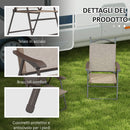 Set 2 Sedie Pieghevoli da Giardino con Braccioli 56x62x97 cm Seduta in Tessuto Marrone-6