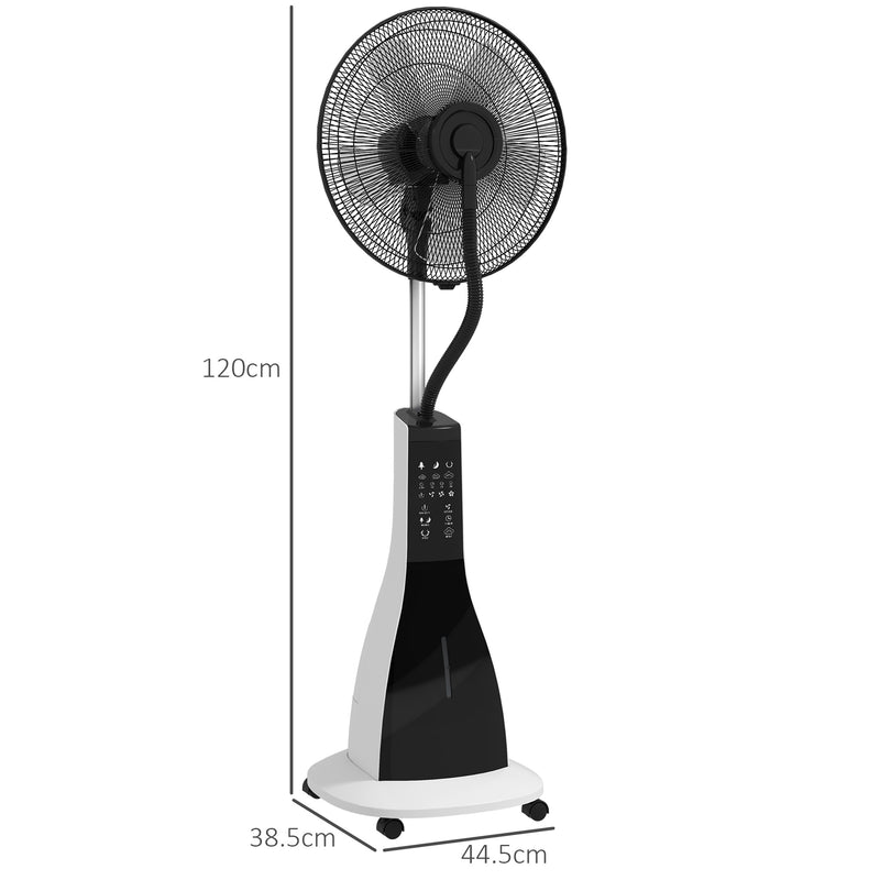 Ventilatore Nebulizzatore con Serbatoio 3L 44,5x38,5x120 cm 3 Modalità e 3 Velocità Bianco e Nero-3