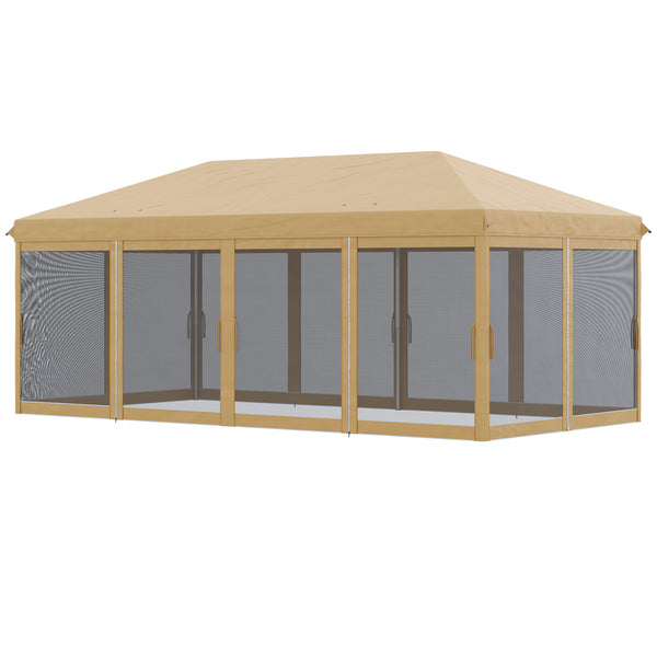 Gazebo da Giardino 6x3m Pieghevole con Zanzariera Altezza Regolabile e Borsa di Trasporto Beige sconto