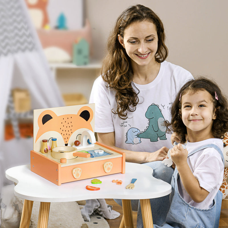 Cucina Giocattolo per Bambini Fornello e 12 Accessori in Legno   -2