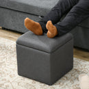 Pouf Contenitore 39x39x39 cm in Tessuto Teddy Grigio  -7