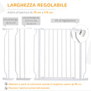 Cancelletto di Sicurezza per Cani Estensibile 75-115 cm per Scale e Porte in Acciaio e ABS Bianco-5