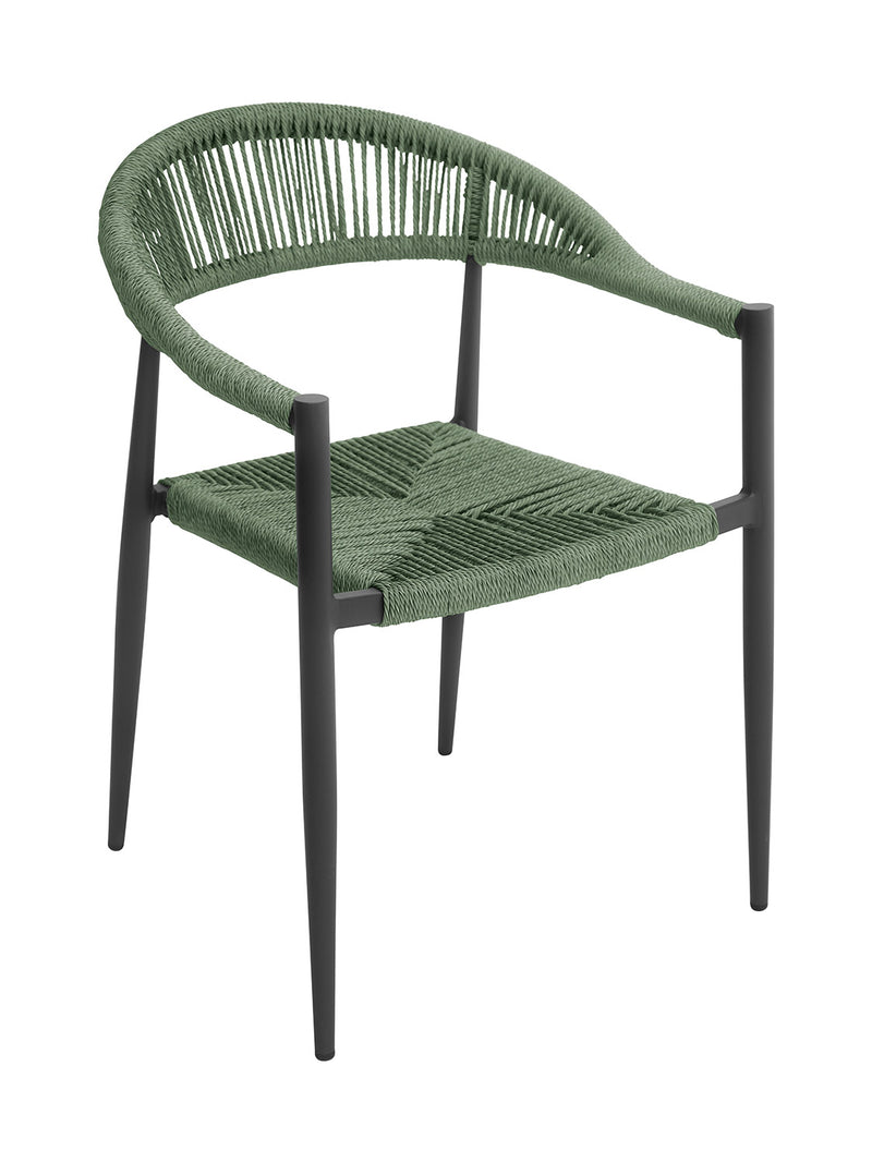 Sedia  da Giardino 56x78x59 cm Milano con Corda Sintetica e Allumino Antracite e Verde-1