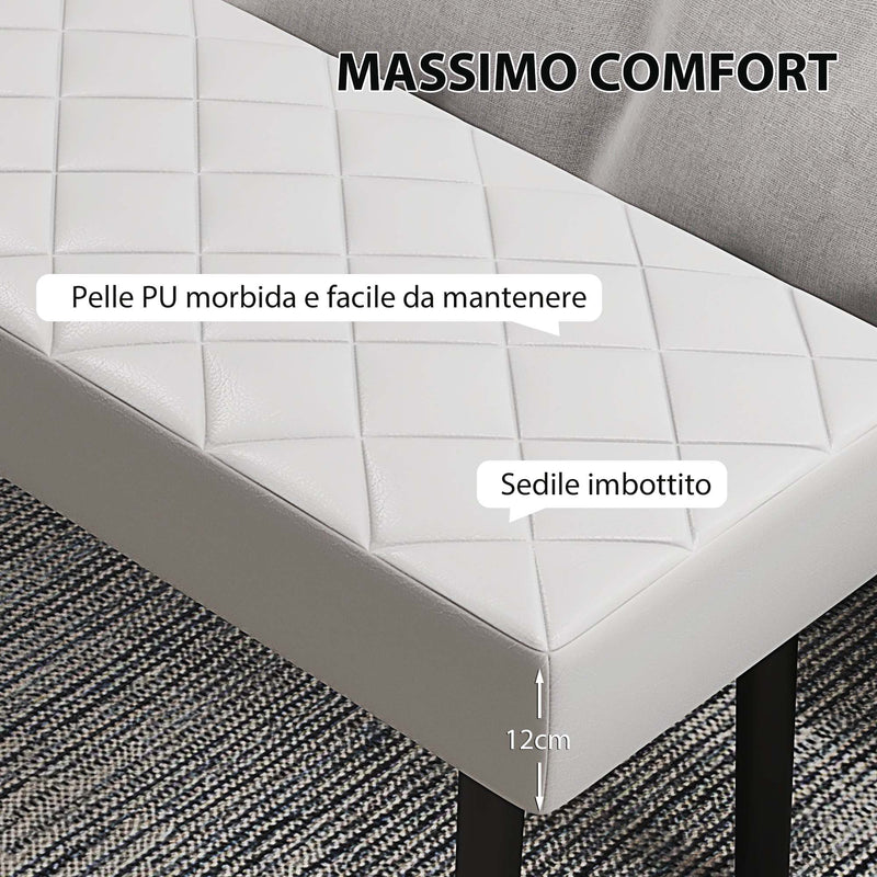 Panca Fondo Letto 100x35x45 cm in Finta Pelle Trapuntata e Gambe in Acciaio Grigio  -5