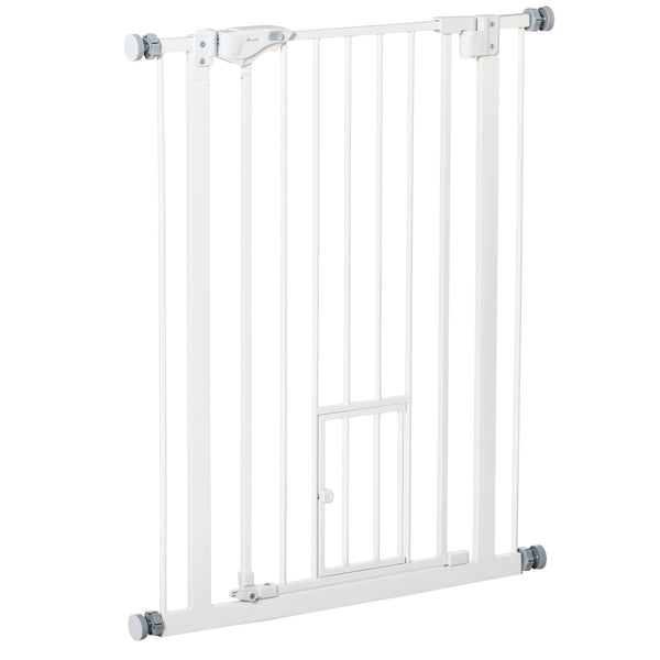 prezzo Cancelletto di Sicurezza per Cani con Porta Piccola Montaggio a Pressione Chiusura Automatica 74-80x91,4 cm Bianco