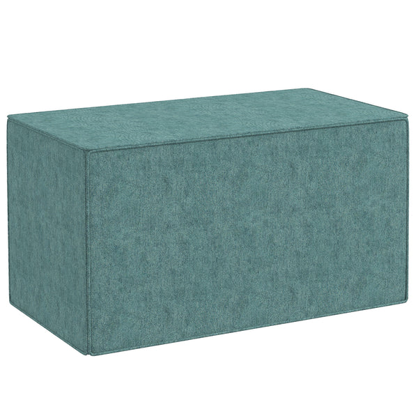 online Pouf Poggiapiedi Rettangolare 75x41x41 cm Rivestimento Rimovibile in Tessuto Effetto Lino Verde