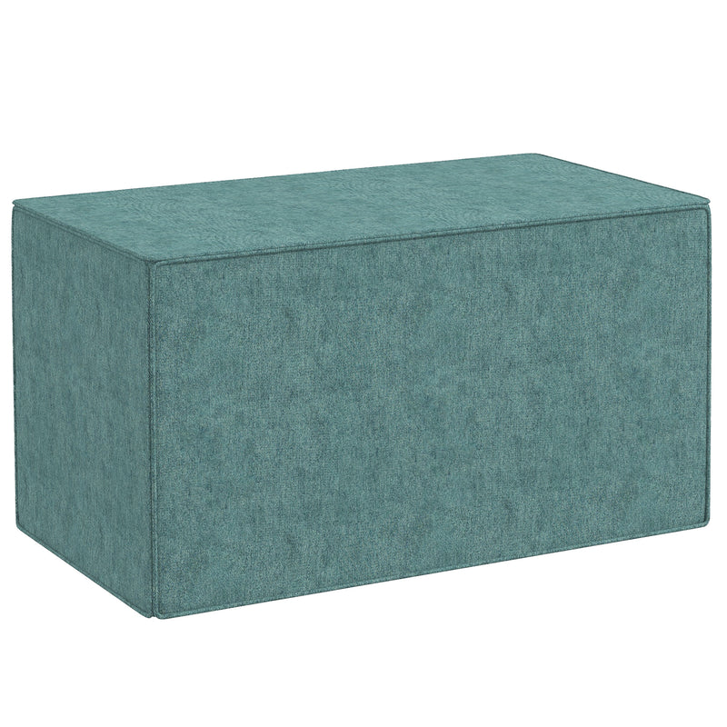 Pouf Poggiapiedi Rettangolare 75x41x41 cm Rivestimento Rimovibile in Tessuto Effetto Lino Verde-1