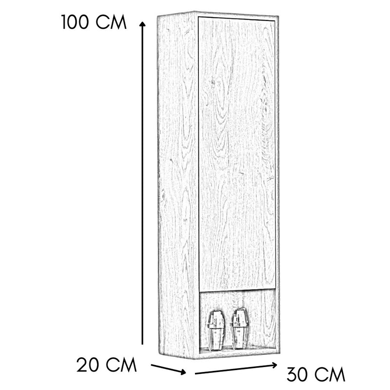 Mobile a Colonna per Bagno 30x20x100 cm in MDF Bianco-4