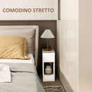 Set 2 Comodini Moderni con Cassetto e Ripiano in Legno 20x30x50 cm Bianco e Rovere   -5