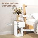 Comodino con Cassetto e Ripiano in Legno 20x30x50 cm Bianco   -4