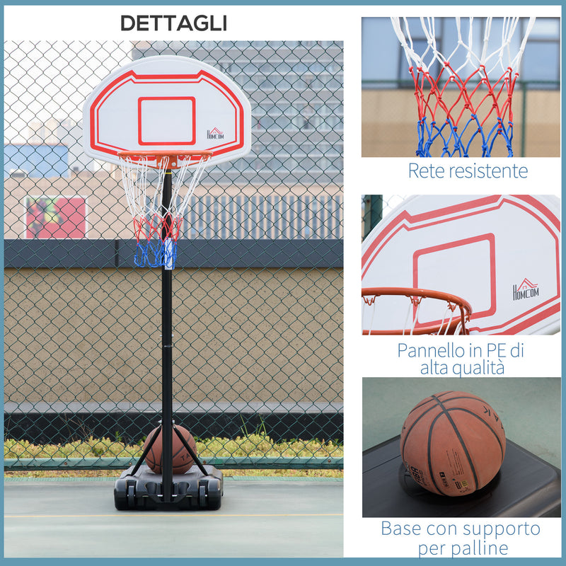 Canestro da Basket ad Altezza Regolabile 210-260 cm con Base Riempibile e 2 Ruote   -7