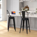 Set 2 Sgabelli da Bar Stile Industriale Schienale Rimovibile 44x49x116 cm in Metallo Nero-2