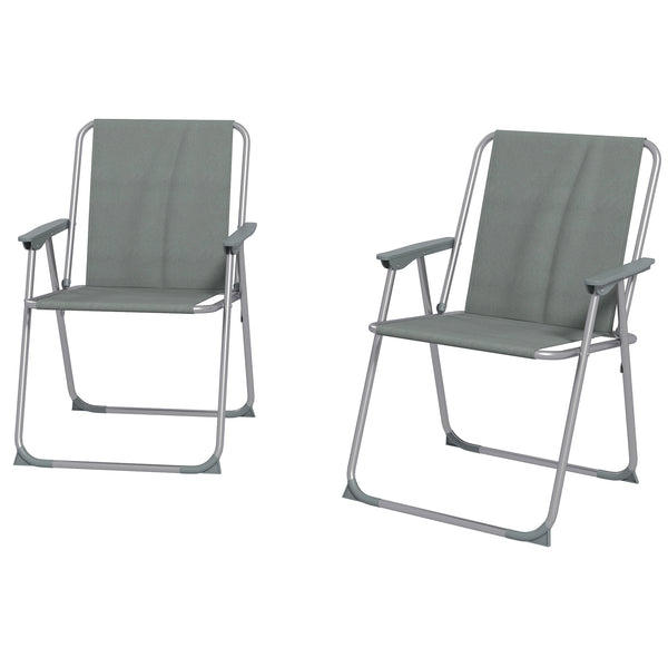 acquista Set 2 Sedie da Giardino Pieghevoli con Braccioli e Seduta 53x54x76 cm in Tessuto Grigio