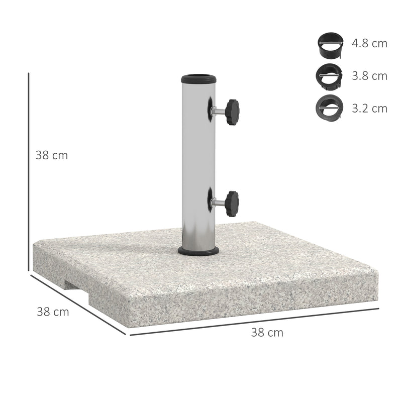 Base per Ombrellone da Giardino 25kg 38x38x38 cm in Granito e Acciaio Inox Grigia-3