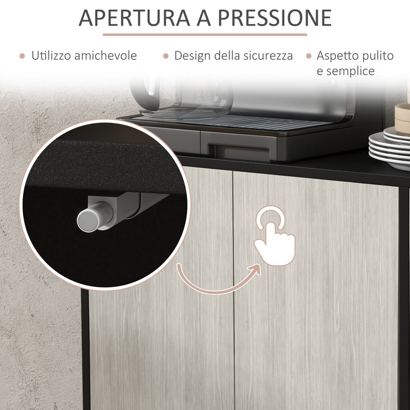 Credenza Moderna con 2 Armadietti 121x37x75 cm Nero e Grigio -6