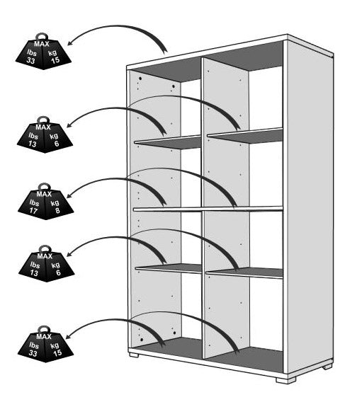 Schrank mit 4 Türen 108 x 161 x 41 cm Oxidweiß/Zement