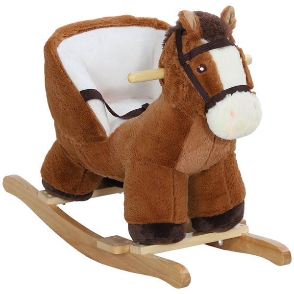 Cavallo a Dondolo per Bambini in Legno e Peluche Cavallo Marrone online