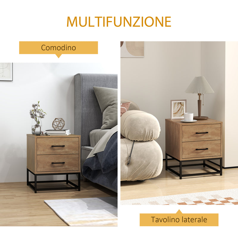 Set 2 Comodini Stile Industriale 40x39,5x48 cm in Legno e Acciaio   -4