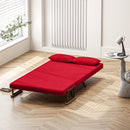 Divano Letto Schienale Regolabile 102x73x81 cm in Velluto Rosso -7