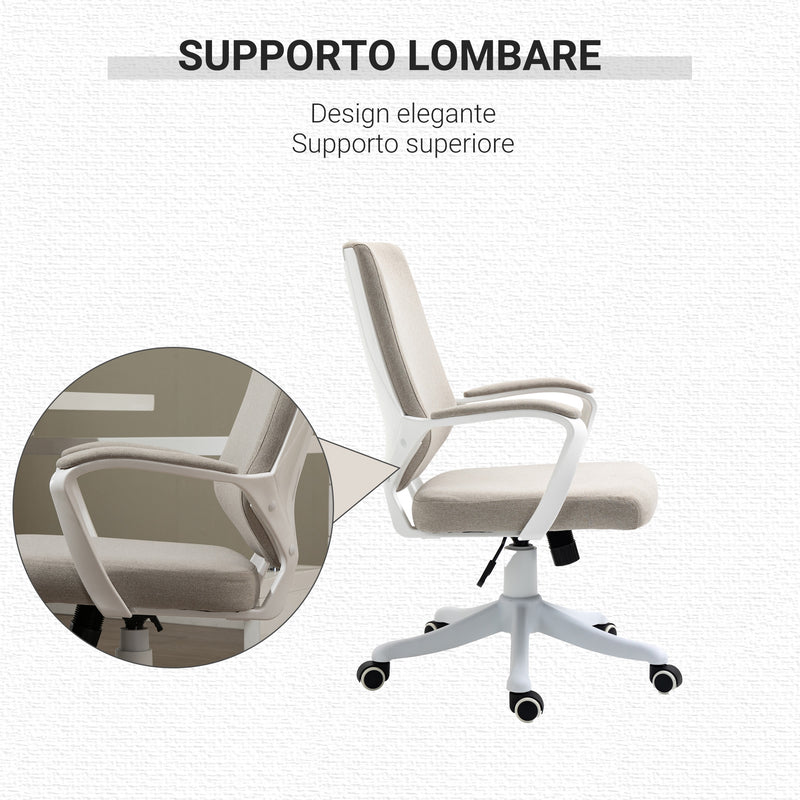 Sedia Operativa Ergonomica Regolabile Funzione Dondolo Beige e Bianco  -6