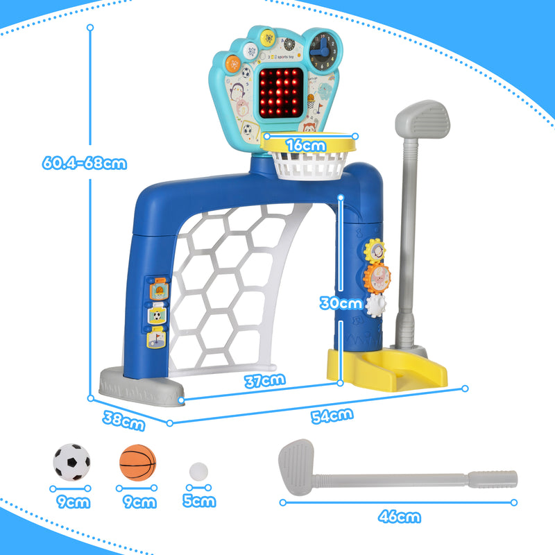 Rete da Calcio Canestro Basket Set Golf Gioco per Bambini Altezza Regolabile 60,4-68 cm  -3