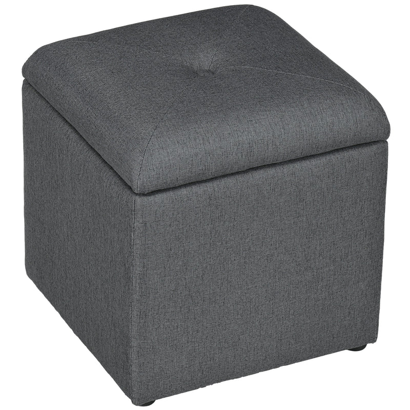 Pouf Contenitore 39x39x39 cm in Tessuto Teddy Grigio  -1