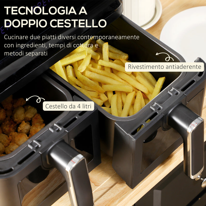 Friggitrice ad Aria 2 Cestelli Indipendenti 4 L Schermo LED Touch Nero   -4