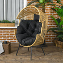 Poltrona da Giardino a Uovo con Poggiatesta e Cuscini per Seduta 89x75x143 cm in Rattan e Acciaio Sabbia e Nero-2