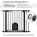 Cancelletto di Sicurezza per Cani con Porta Piccola Regolabile e Chiusura Automatica 75-103x76 cm Nero-7