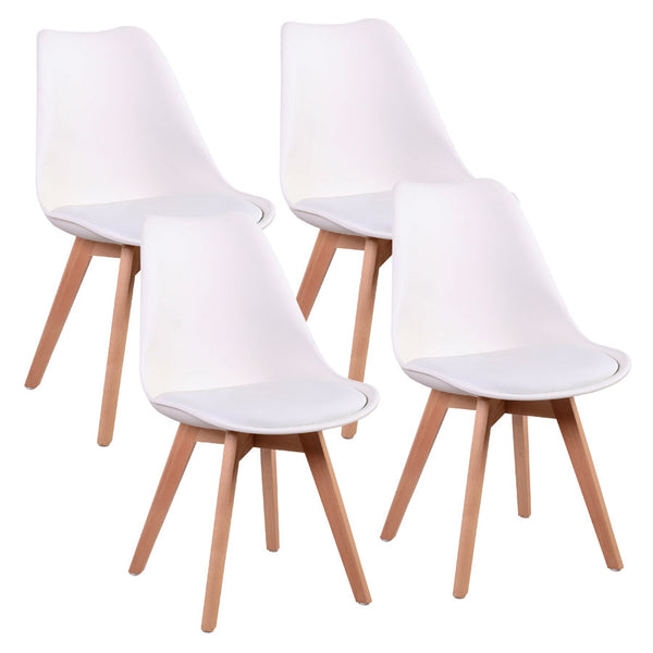 Set 4 Sedie Ergonomiche 53,5x48,5x83 cm Gambe in Legno Candice Bianco prezzo