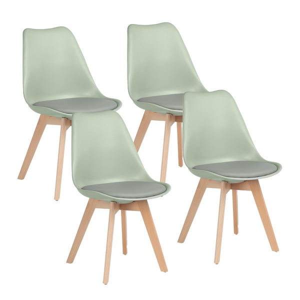 acquista Set 4 sedie 53,5x48,5x83 cm Gambe in Legno Candice Verde Chiaro