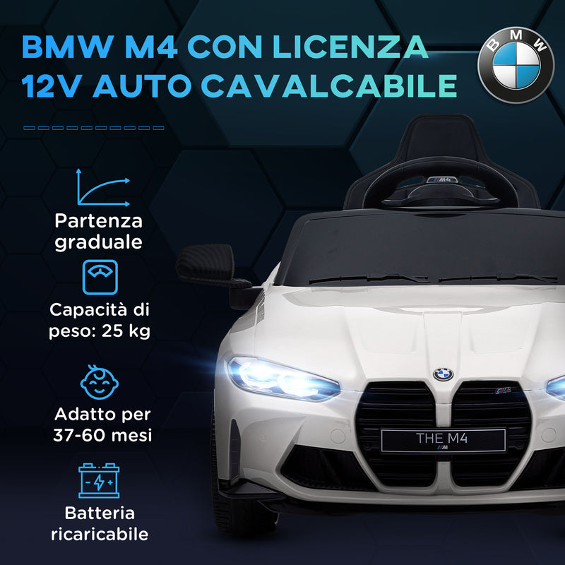 Macchina Elettrica per Bambini Licenza BMW M4 con Telecomando Bianca  -4